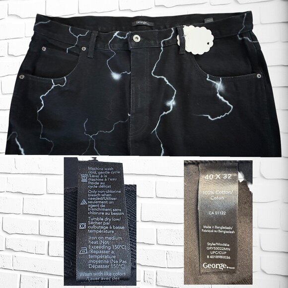 🖤 GEORGE Heavy-Duty Black Jeans – Custom Airbrushed, Size 40 🖤 - Picture 3 of 6